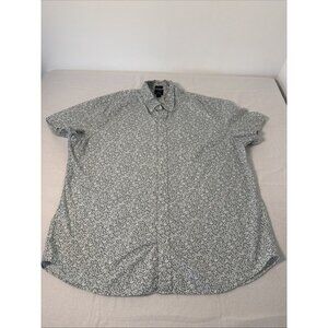J. Crew Flex Washed Button Down Shortsleeve Shirt Mens XXL Green Floral Slim Fit